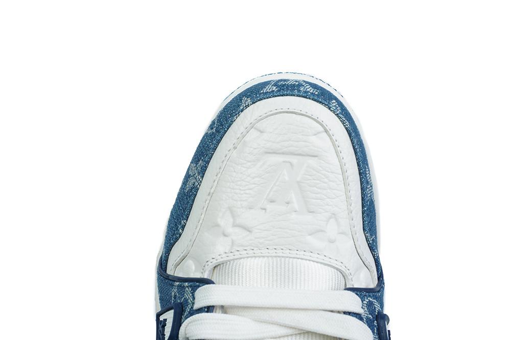 PK god Louis Vuitton LV Trainer Monogram Denim White Blue retail materials ready to ship